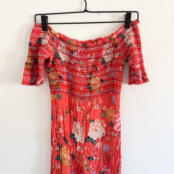Farm Rio Orange Floral Paraiso Off Shoulder Jumpsuit XS - Picture 3 of 7